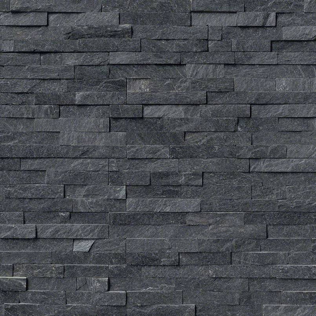 Coal canyon splitface ledger panel 6X24 natural quartzite wall tile LPNLQCOACAN624 product shot multiple tiles angle view