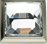 Atlas Homewares Legacy Crystal Square Knob 1 5/16 Inch Brushed Nickel