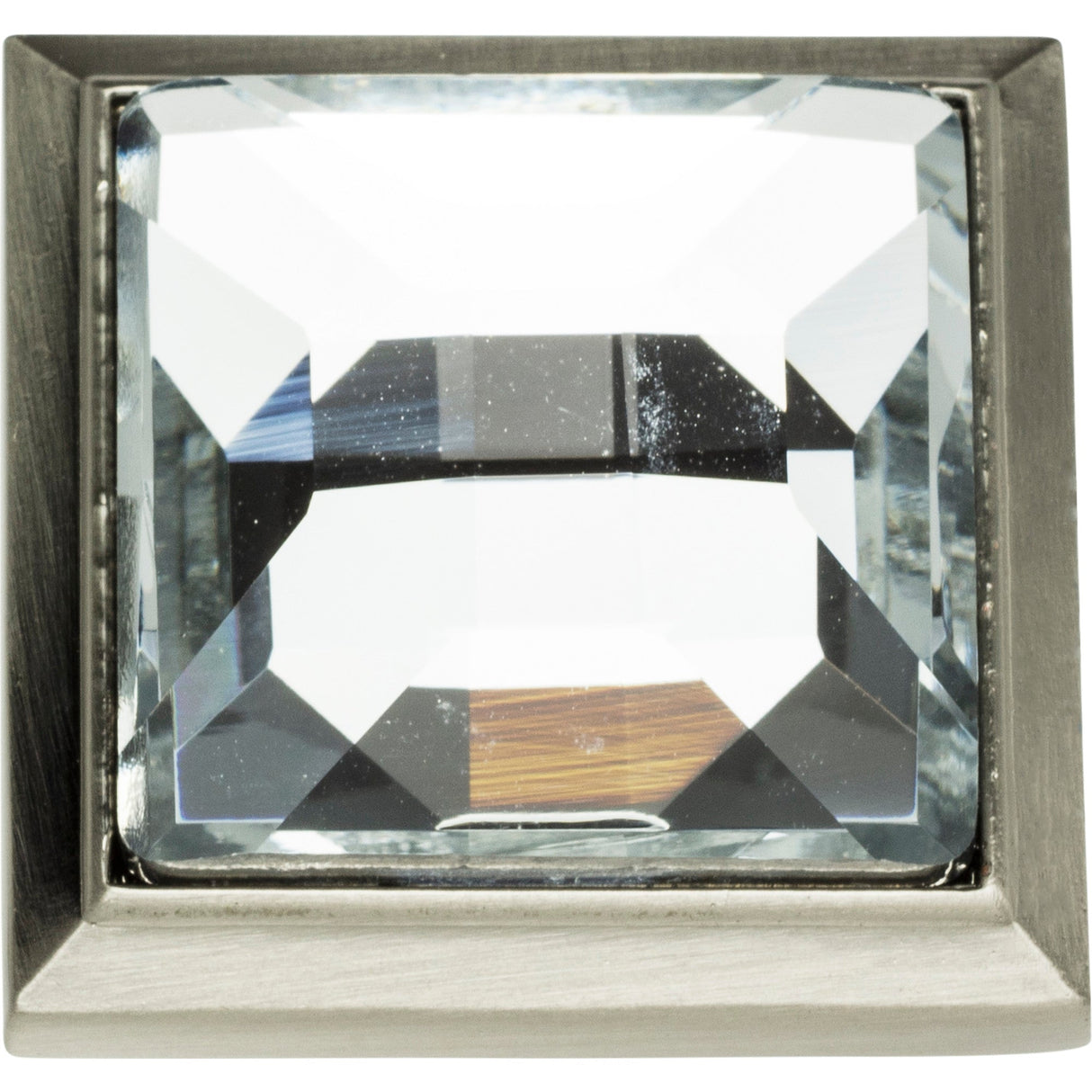 Atlas Homewares Legacy Crystal Square Knob 1 5/16 Inch Brushed Nickel