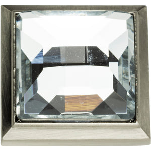 Atlas Homewares Legacy Crystal Square Knob 1 5/16 Inch Brushed Nickel