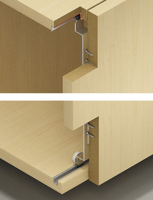 Häfele 402.27.000 Sliding Door Hardware, Slido F-Line19 20A, Infront/Vorfront for easy installation, for single-track wooden sliding doors, for door weights up to 20 kg (44 lbs.), Straight running gear, Infront (inset)