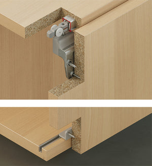 Häfele 402.33.029 Sliding Door Hardware, Slido F-Line21 20A, set, For cabinets with 1 wooden door, for door weights up to 20 kg (44 lbs.), for door heights up to 1,400 mm (55"), For 1 Door, with track stopper
