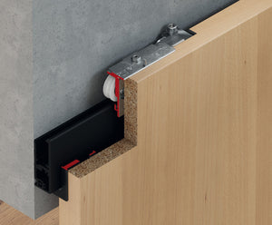 Häfele 940.42.069 Sliding Door Fitting, Slido D-Line41 50X / 80X, set, with soft and self closing mechanism on both sides, for 1 door ≤80 kg (176 lbs.)