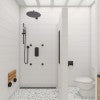 Black Matte 16" Wide Foldable Teak Shower Seat with Round Hardware