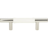Atlas Homewares Zanzibar White Leather Pull 3 Inch (c-c) Polished Chrome