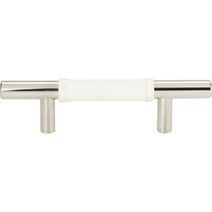 Atlas Homewares Zanzibar White Leather Pull 3 Inch (c-c) Polished Chrome