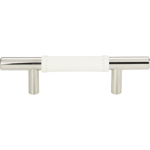 Atlas Homewares Zanzibar White Leather Pull 3 Inch (c-c) Polished Chrome