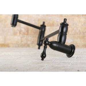 Kingston Brass KS3105AL Restoration Wall Mount Pot Filler Kitchen Faucet, Oil Rubbed Bronze