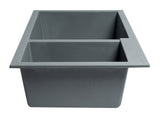 ALFI brand AB3319UM-T Titanium 34" Double Bowl Undermount Granite Composite Kitchen Sink