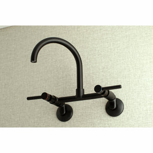 Kingston Brass Concord 8-Inch Adjustable Center Wall Mount Kitchen Faucet, Matte Black