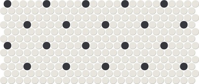 American Olean Unglazed Mosaics Ice White/Black Penny Rounds Matte Mosaic Tile 0A96PNYRDMS1P
