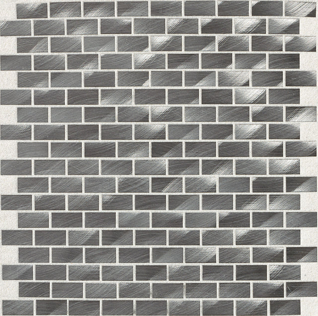 Daltile Structure Gunmetal Brick Joint 1x2 Satin Mosaic Tile