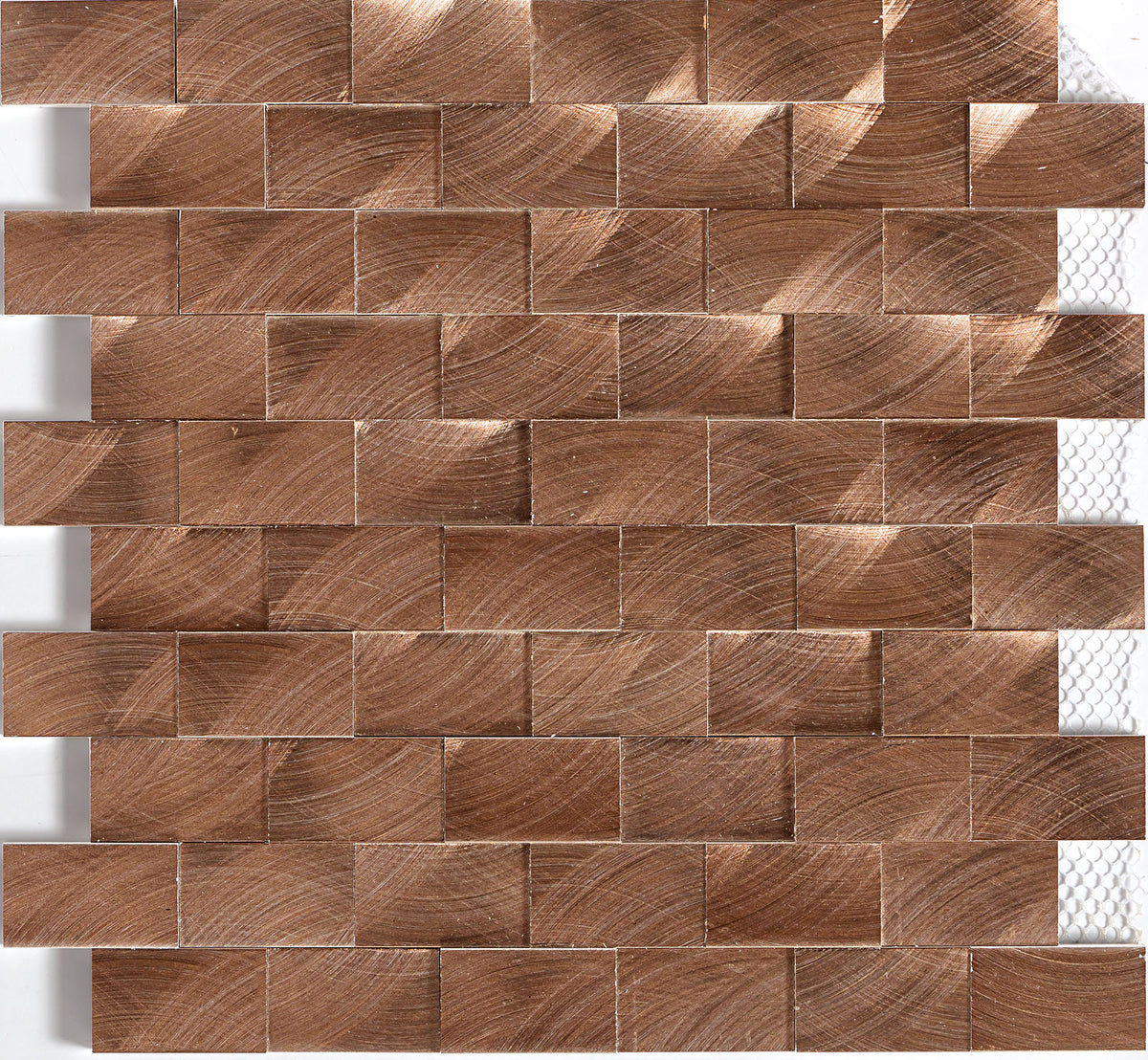 Daltile Structure Copper 3D Brick Joint 1x2 Satin Mosaic Tile