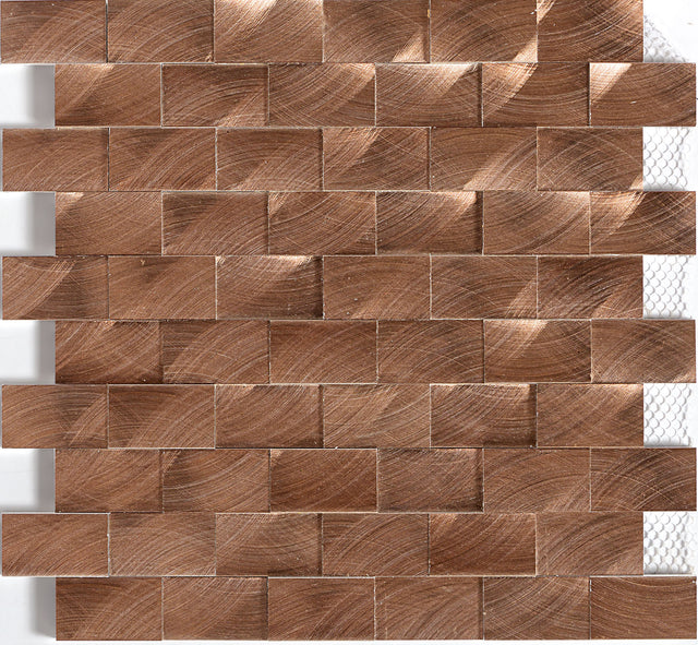 Daltile Structure Copper 3D Brick Joint 1x2 Satin Mosaic Tile