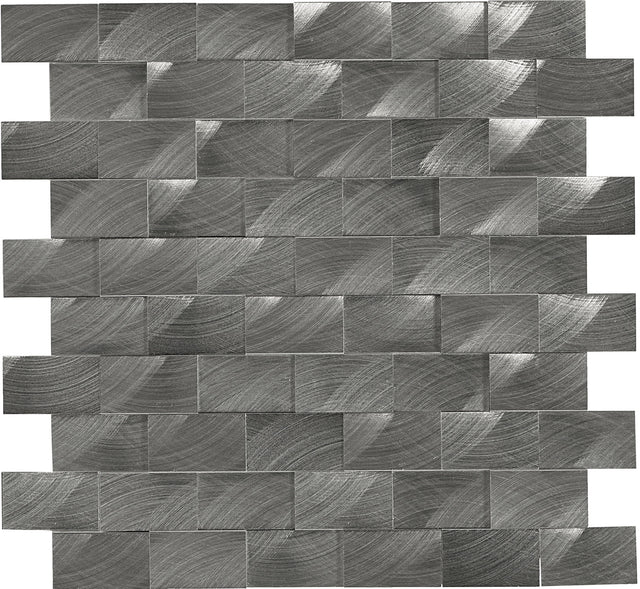 Daltile Structure Gunmetal 3D Brick Joint 1x2 Satin Mosaic Tile