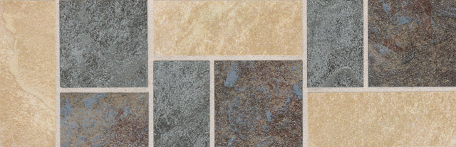 Daltile Continental Slate Gold/Blue/Grey Deco 4x12 Matte Floor Tile Deco