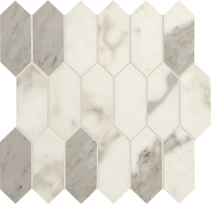 Daltile Marble Attache Calacatta Linear Hexagon 2x5 Matte Mosaic Tile