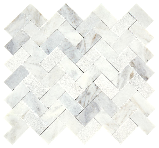 Daltile Minute Mosaix Daphne White Herringbone Straight Edge Mix Mosaic Natural Stone Tile