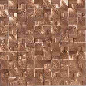 Daltile Structure Copper 3D Block 1x1 Satin Mosaic Tile