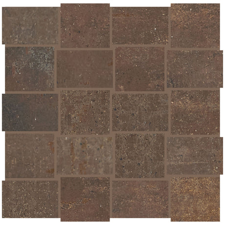 American Olean Union Rusted Brown Modern Weave 2x3 Matte Mosaic Tile
