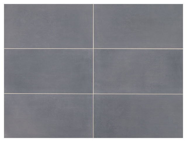 Marazzi Moroccan Concrete Blue Gray Rectangle 12x24 Stepwise Matte Floor Tile
