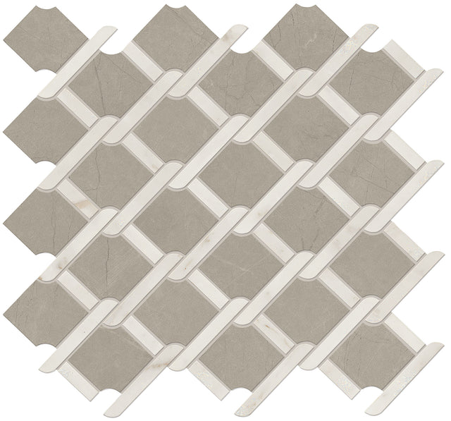 Marazzi Classentino Marble Gray/White Classic Weave 3x3 Polished Mosaic Tile