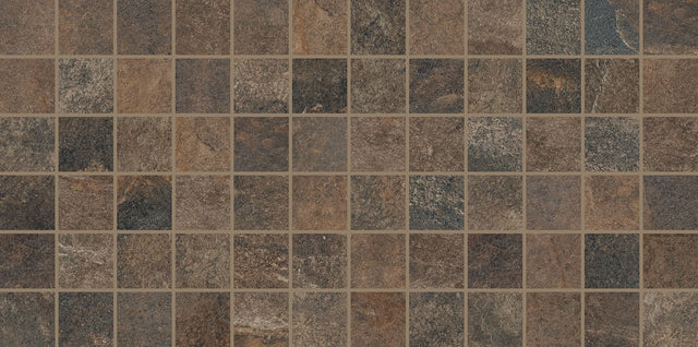 Daltile Slate Attache Multi Brown Straight Joint 2x2 Matte Mosaic Tile