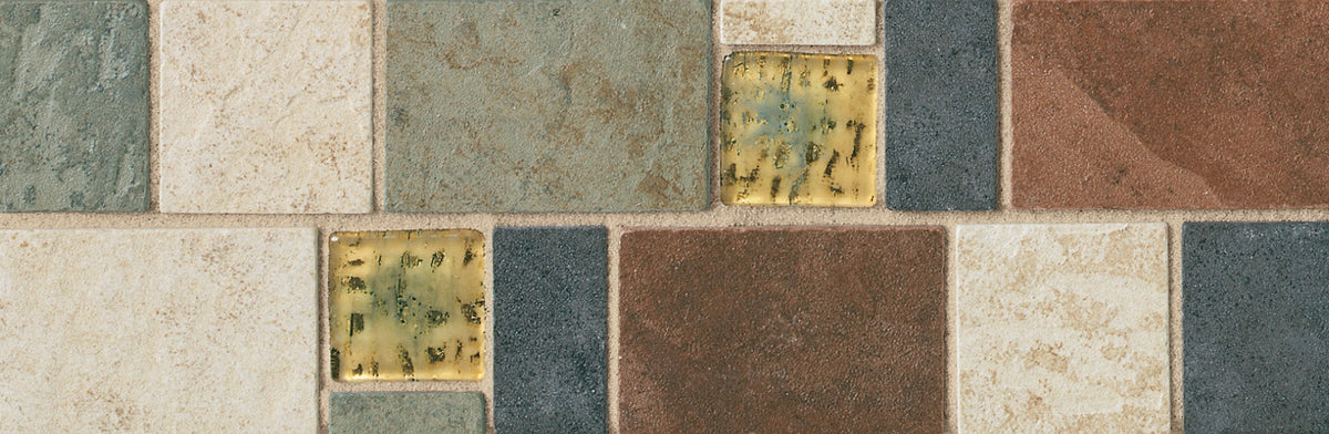 Daltile Continental Slate Beige / Red/ Green / Black Deco 4x12 Matte Floor Tile Deco CS71412DECO1P2