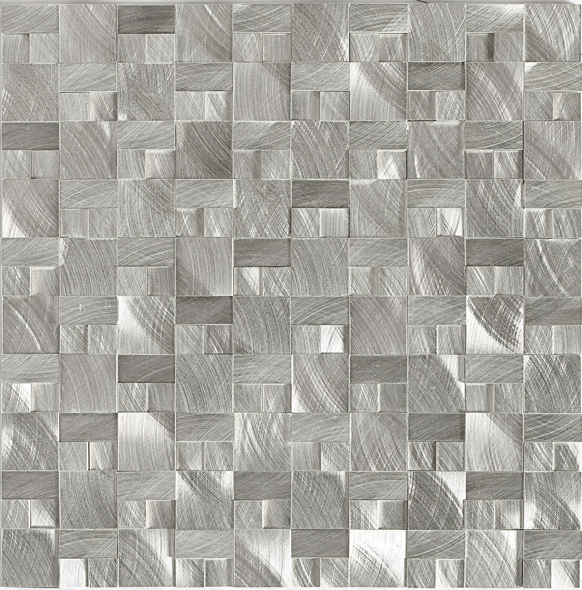 Daltile Structure Steel 3D Block 1x1 Satin Mosaic Tile