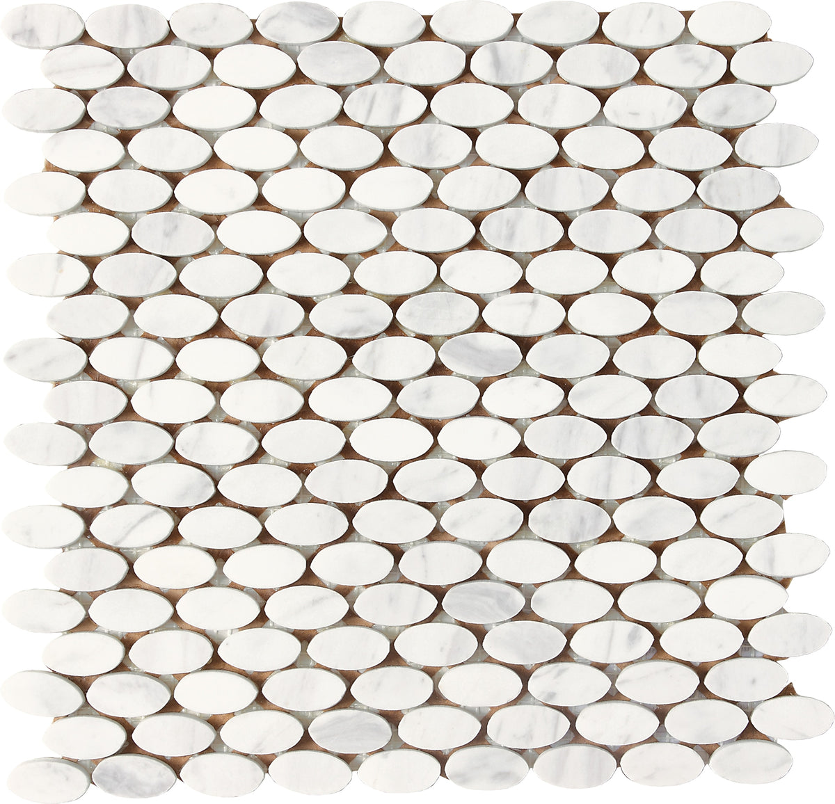 Daltile Stone a la Mod Contempo White Oval 1 1/2x3/4 Straight Edge Polished Mosaic Natural Stone Tile