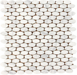 Daltile Stone a la Mod Contempo White Oval 1 1/2x3/4 Straight Edge Polished Mosaic Natural Stone Tile