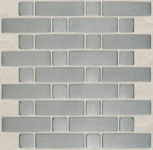 Daltile Metallica Brushed Stainless Steel Lattice Weave Large Basketweave Satin Mosaic Tile