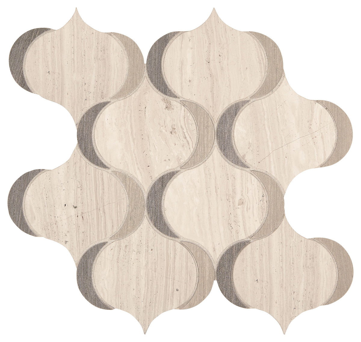 Marazzi Castellina Stone Mosaics Gray And Fawn Modern Arabesque Straight Edge Honed Mosaic Natural Stone Tile