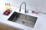 ANZZI K-AZ3219-1A Vanguard Undermount Stainless Steel 32 in. 0-Hole Single Bowl Kitchen Sink in Brushed Satin