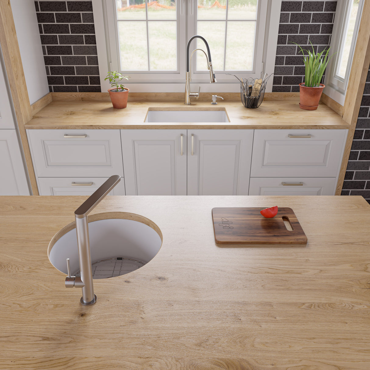 White 27" x 18" Fireclay Undermount / Drop In Firelcay Kitchen Sink