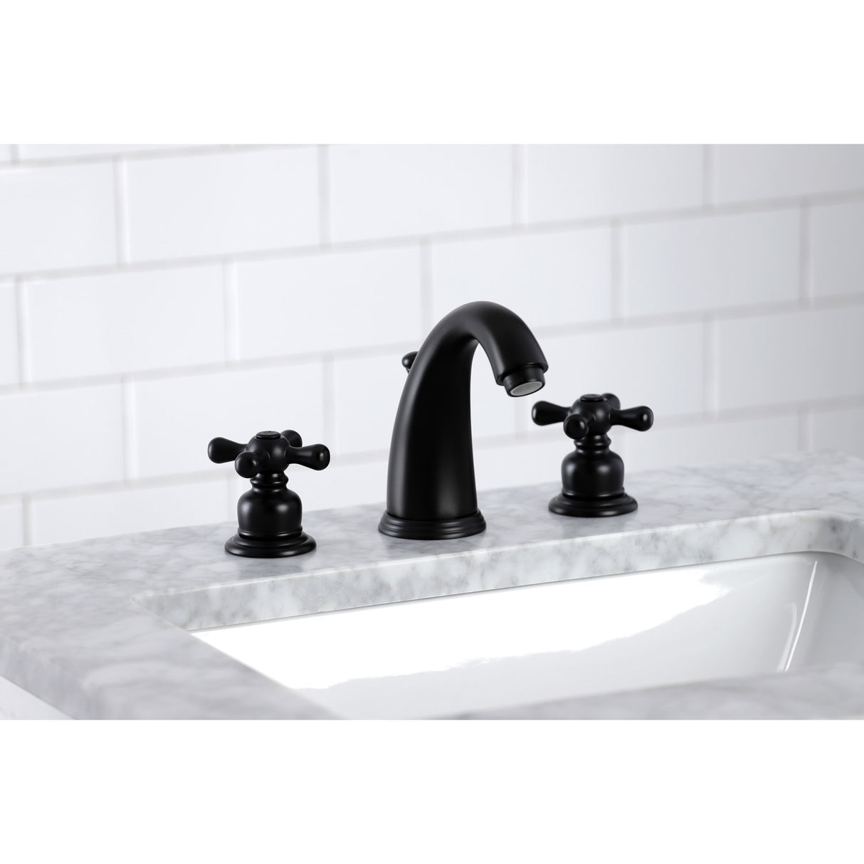 Kingston Brass KB980AX Victorian 2-Handle 8 in. Widespread Bathroom Faucet, Matte Black