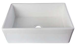 ALFI brand AB511-W White 30" Decorative Lip Apron Single Bowl Fireclay Farmhouse Kitchen Sink
