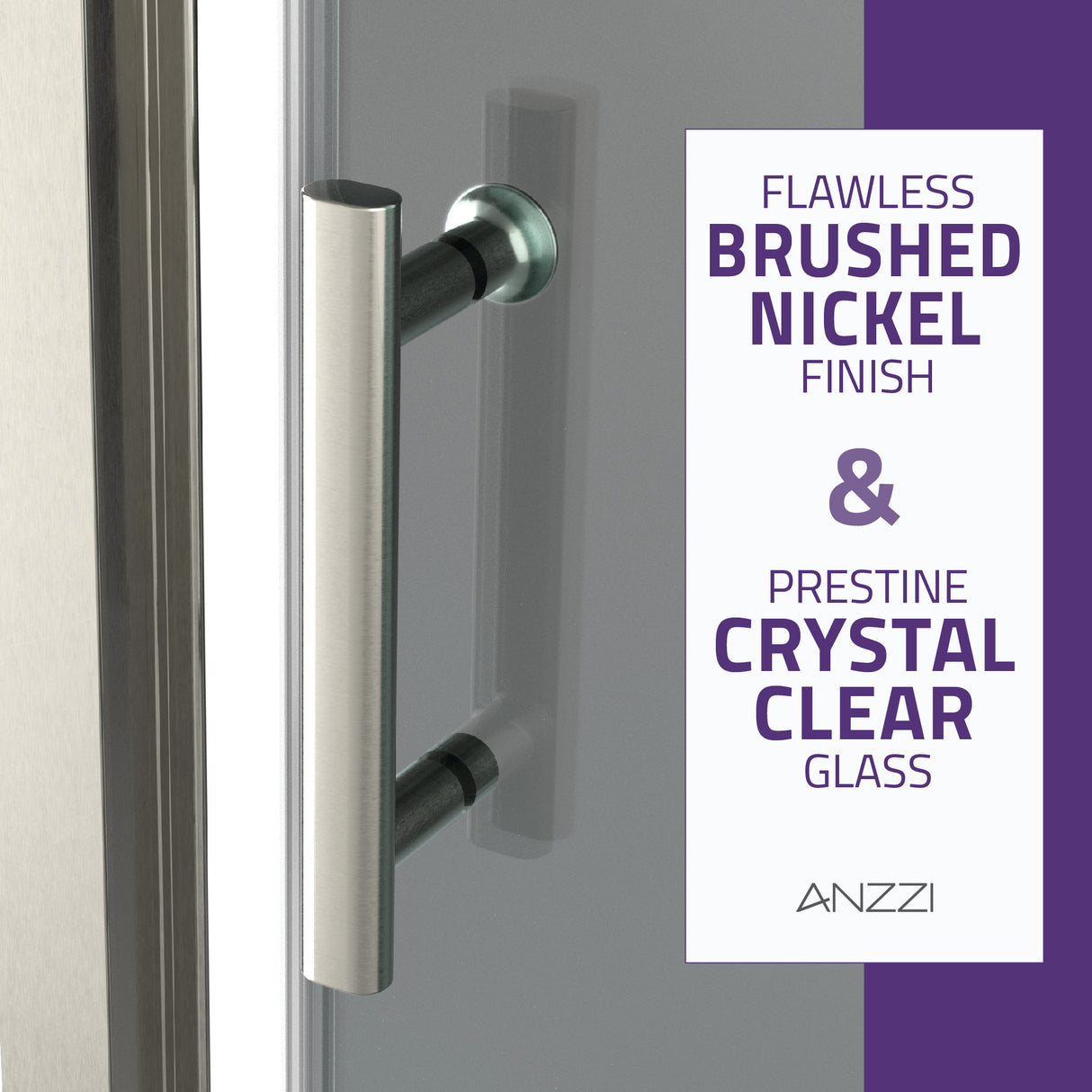 ANZZI SD-AZ052-01BN Halberd 48 in. x 72 in. Framed Shower Door with TSUNAMI GUARD in Brushed Nickel