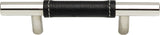 Atlas Homewares Zanzibar Black Leather Pull 3 Inch (c-c) Polished Chrome