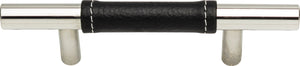 Atlas Homewares Zanzibar Black Leather Pull 3 Inch (c-c) Polished Chrome