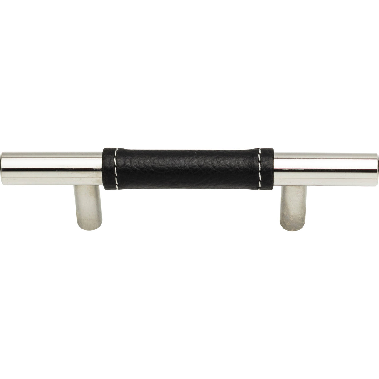 Atlas Homewares Zanzibar Black Leather Pull 3 Inch (c-c) Polished Chrome