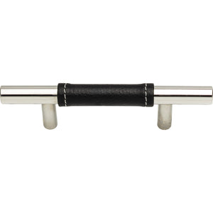 Atlas Homewares Zanzibar Black Leather Pull 3 Inch (c-c) Polished Chrome