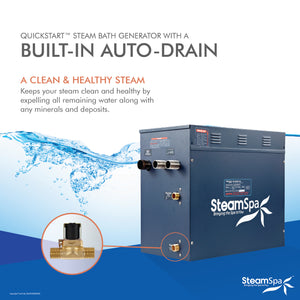 SteamSpa Royal 12 KW QuickStart Acu-Steam Bath Generator Package with Built-in Auto Drain in Brushed Nickel RYT1200BN-A