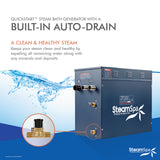 SteamSpa Executive 10.5 KW QuickStart Acu-Steam Bath Generator Package with Built-in Auto Drain and Install Kit in Gold | Steam Generator Kit with Dual Control Panel Steamhead 240V | EXT1050GD-A EXT1050GD-A
