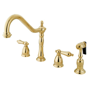 Kingston Brass KB1792ALBS Widespread Kitchen Faucet, Polished Brass