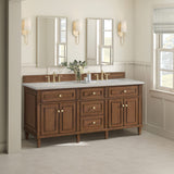 Lorelai 72" Double Vanity, Mid-Century Walnut, w/ 3 CM Siberian Silestone Top
