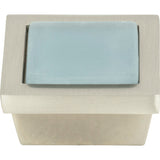 Atlas Homewares Spa Blue Square Knob 1 3/8 Inch Brushed Nickel