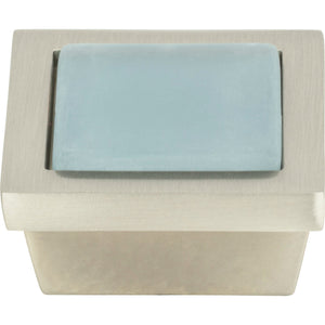 Atlas Homewares Spa Blue Square Knob 1 3/8 Inch Brushed Nickel