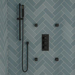 Black Matte Square Sliding Rail Hand Shower Set