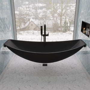 Black Matte Single Lever Floor Mounted Tub Filler Mixer w Hand Held Shower Head